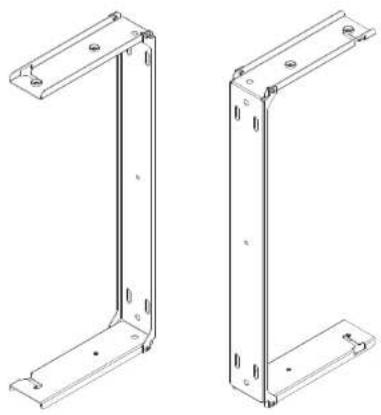 Technical line drawing of two metal bracket components (no text or symbols)