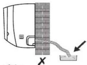 Diagram showing a wall-mounted device connected to a wall-mounted device with a cable and directional arrow, labeled with 'X' and 'X'.