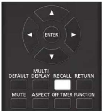 ENTER DEFAULT MULTI DISPLAY RECALL RETURN MUTE ASPECT OFF TIMER FUNCTION