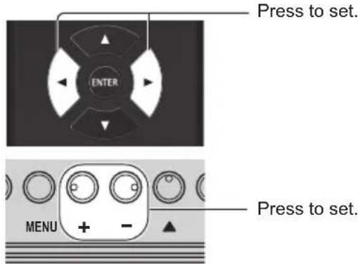 Press to set. ENTER Press to set. MENU + -