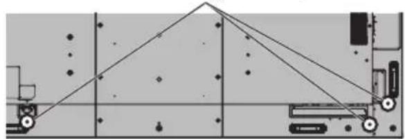 Diagram of a vehicle's rearview system with vehicles and a triangular roof, no text or symbols present