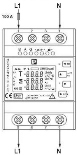 L1 100 A B A G - μH - μG+ D T -8.8.8.8 MWh E -8.8.8.8 VST-FD ∞ -8.8.8.8 MWh CE MAX 5 6 7 8 L1 N