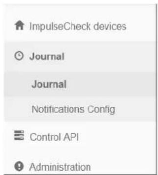ImpulseCheck devices Journal Journal Notifications Config Control API Administration
