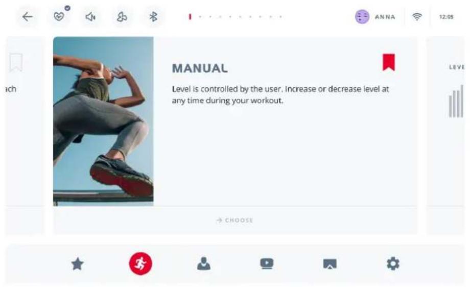 MANUAL Level is controlled by the user. Increase or decrease level at any time during your workout.