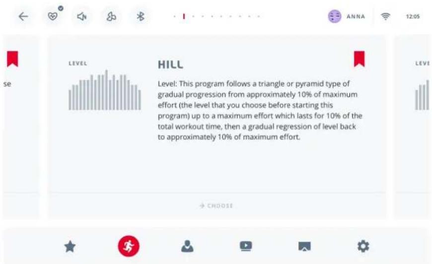 SE LEVEL HILL Level: This program follows a triangle or pyramid type of gradual progression from approximately 10% of maximum effort (the level that you choose before starting this program) up to a maximum effort which lasts for 10% of the total workout time, then a gradual regression of level back…