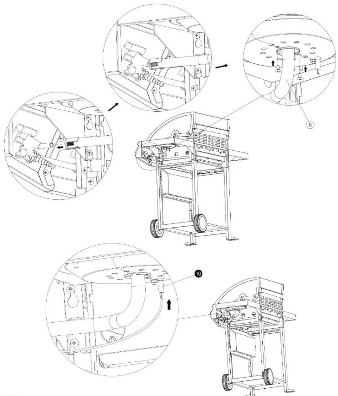 Technical diagram of a mechanical device with numbered components and exploded views, showing internal components and assembly steps.