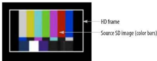 HD frame Source SD image (color bars)