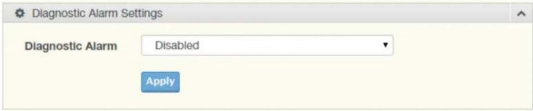 Diagnostic Alarm Settings Diagnostic Alarm Disabled Apply