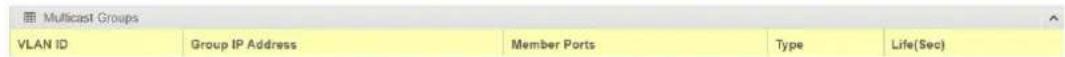 Multicast Groups VLAN ID Group IP Address Member Ports Type Life(Sec)