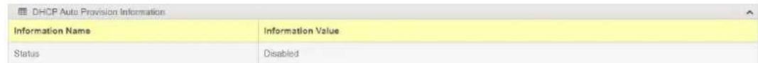DHCP Auto Provision Information Information Name Information Value Status Disabled