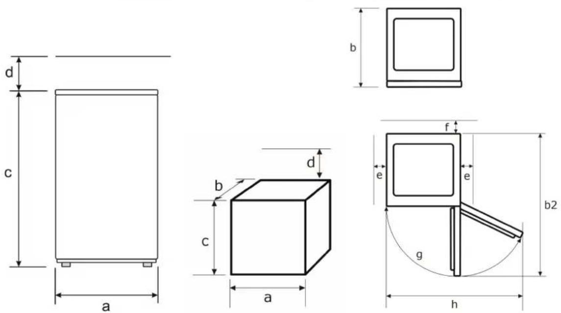 Exquisit WS2-114-GTE-160G - Appliance dimensions in mm and degrees - 1