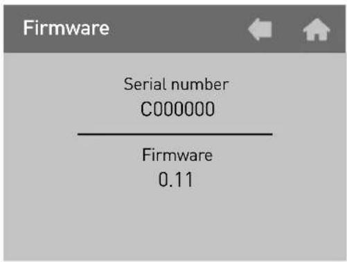 Firmware Serial number C000000 Firmware 0.11