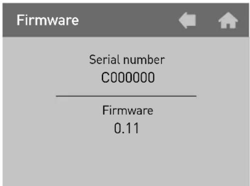 Firmware Serial number C000000 Firmware 0.11
