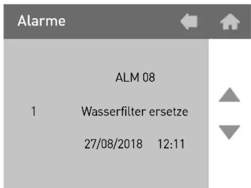 Alarme ALM 08 1 Wasserfilter ersetze 27/08/2018 12:11