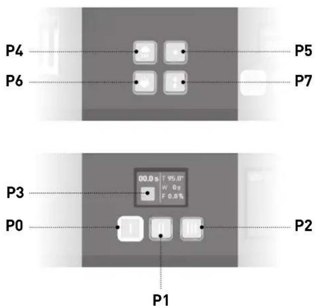 P4 P6 P5 P7 P3 00.0 s T 95.0° W 0g F 0.0% P0 P2 P1