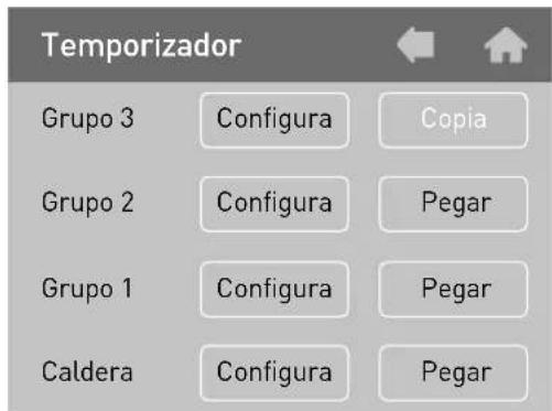 Temporizador Grupo 3 Configura Copia Grupo 2 Configura Pegar Grupo 1 Configura Pegar Caldera Configura Pegar