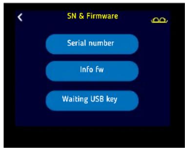SN & Firmware Serial number Info fw Waiting USB key