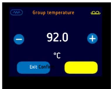 Group temperature 92.0 + °C Exit Confirm