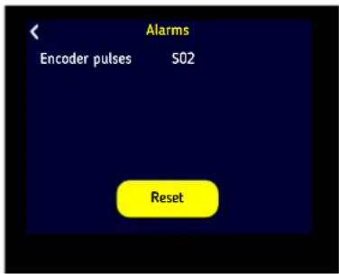Alarms Encoder pulses S02 Reset