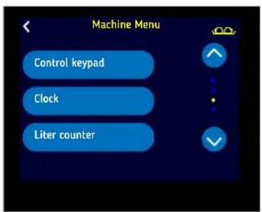 Machine Menu Control keypad Clock Liter counter