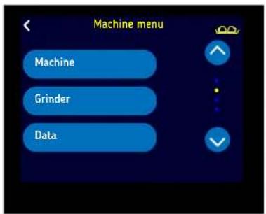 Machine menu Machine Grinder Data