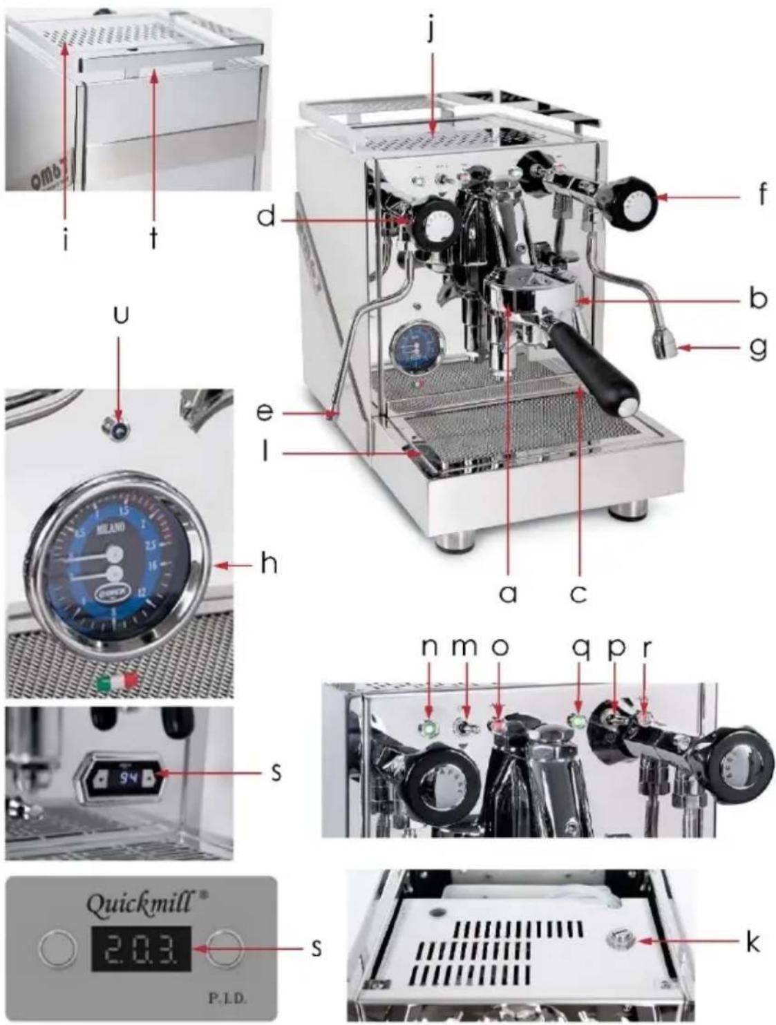 i t d f b g u e l a c h n m o q p r s Quickmill® 2.03 P.I.D. s k