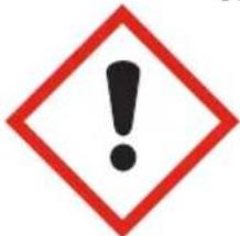 Warning sign with exclamation mark inside red diamond shape