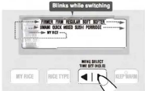 Zojirushi NW-JEC18 - Press the ◀ or ▶ button and select the menu setting. - 1