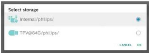 Select storage internal/phillips/ TPV@64G/phillips/ CANCEL OK