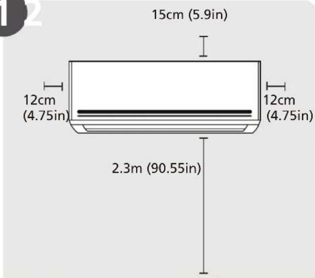 15cm (5.9in) 12cm (4.75in) 12cm (4.75in) 2.3m (90.55in)