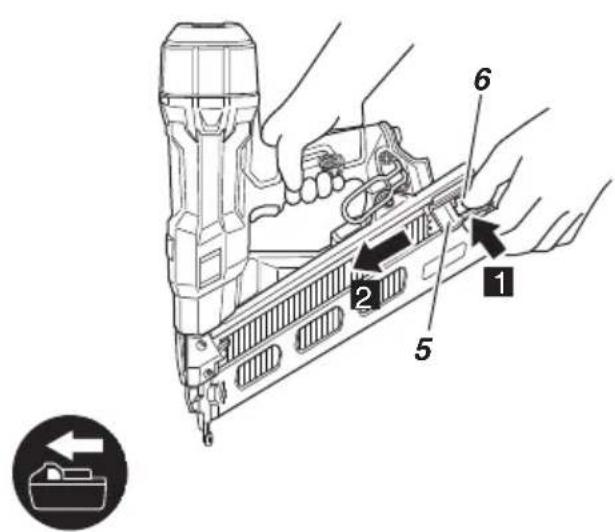 Technical diagram of a hit bolt assembly with numbered parts and directional arrow indicator