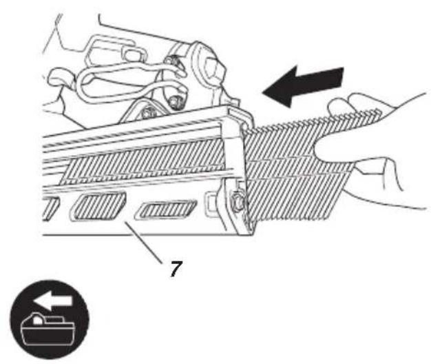 Technical diagram showing mechanical assembly with labeled parts and directional arrows indicating movement or process