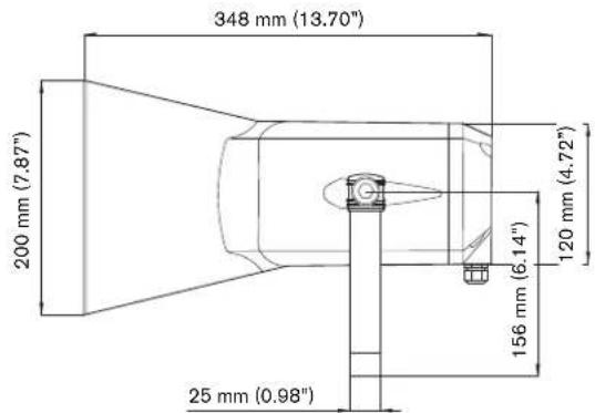 348 mm (13,70 Zoll) 200 mm (7,87 Zoll) 156 mm (6,14 Zoll) 120 mm (4,72 Zoll) 25 mm (0,98 Zoll)
