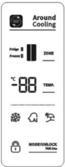 Around Cooling Fridge Freeze ZONE -88 TEMP. MODE/UNLOCK NHL3mm
