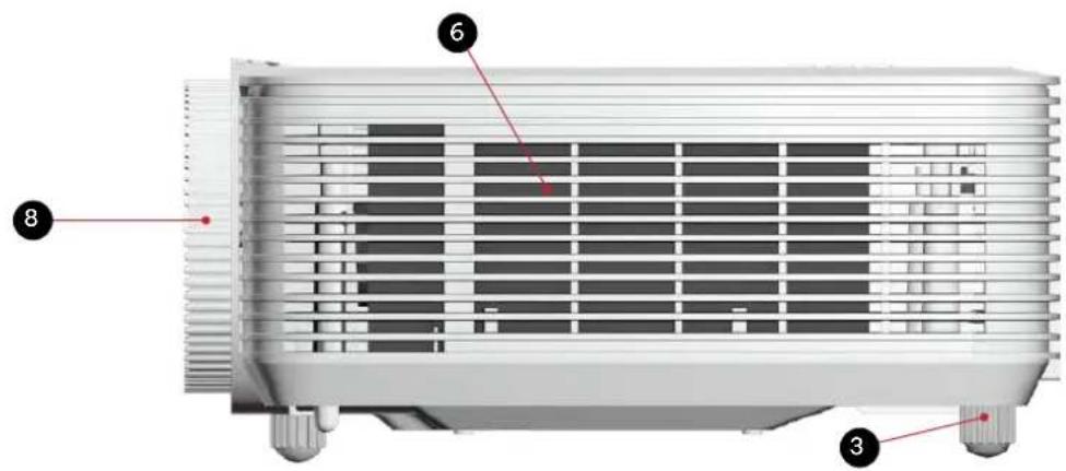 Technical diagram of a heat exchanger with numbered components and labeled parts