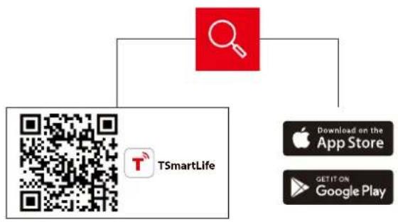 graph TD A["Download on the App Store"] --> B["TSmartLife"] C["Google Play"] --> B