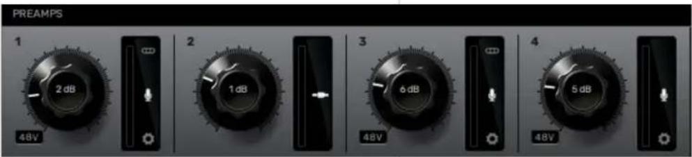 PREAMPS 1 2 dB 1 dB 3 6 dB 4 5 dB 48V 48V 48V