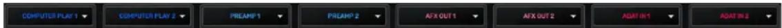 COMPUTER PLAY 1 COMPUTER PLAY 2 PREAMP 1 PREAMP 2 AFX OUT 1 AFX OUT 2 ADAT IN 1 ADAT IN 2