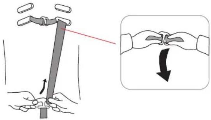 Illustration showing a hand holding a bandage with a red laser beam, and a magnified view of the cable being twisted down with a black arrow indicating motion.