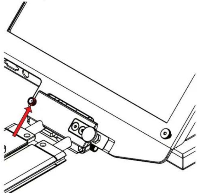 Technical diagram of a mechanical assembly with a red arrow indicating a specific component (no text or symbols present)