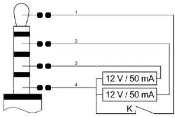 1 2 3 4 12 V / 50 mA 12 V / 50 mA K