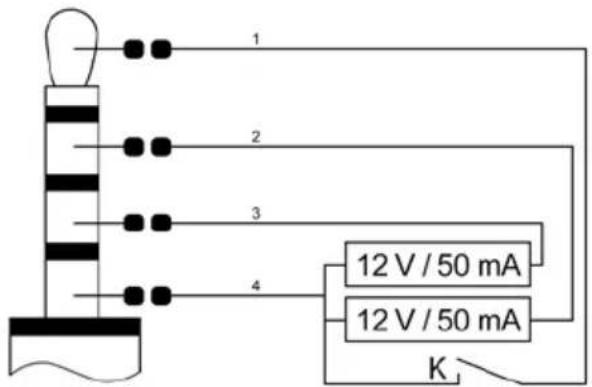 1 2 3 4 12 V / 50 mA 12 V / 50 mA K