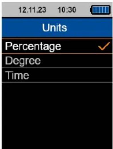 12.11.23 10:30 Units Percentage ✓ Degree Time