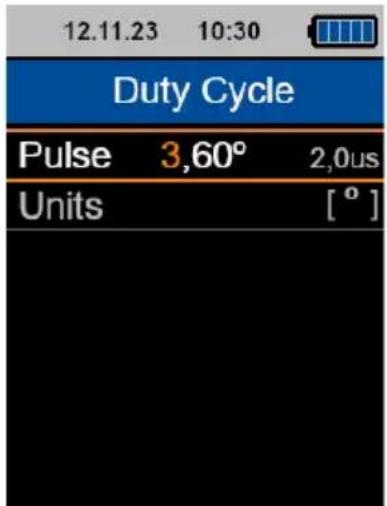 12.11.23 10:30 Duty Cycle Pulse 3,60° 2,0us Units [°]