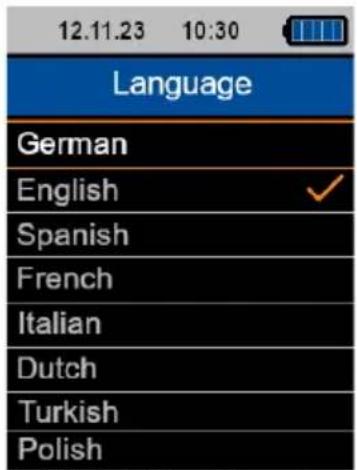 PCE Instruments LES 103UV - Menü Sprache (Language) - 1