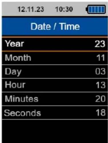 12.11.23 10:30 Date / Time Year 23 Month 11 Day 03 Hour 13 Minutes 20 Seconds 18