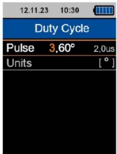 12.11.23 10:30 Duty Cycle Pulse 3,60° 2,0us Units [°]