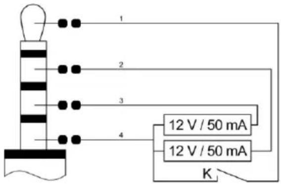 1 2 3 4 12 V / 50 mA 12 V / 50 mA K
