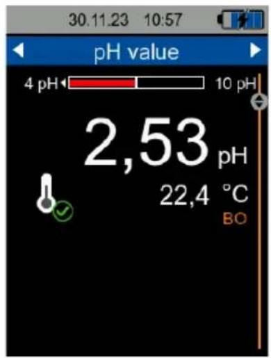pH value 4 pH 10 pH 2,53 pH 22,4 °C BO