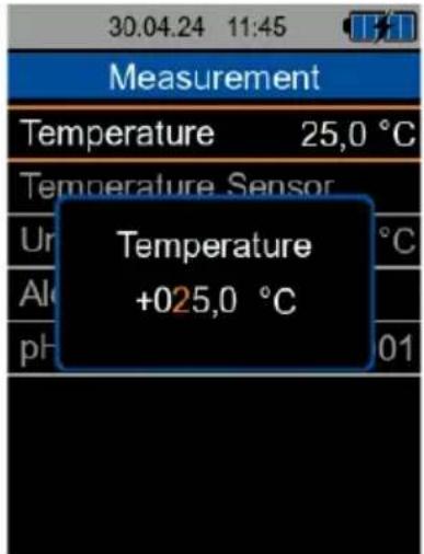 30.04.24 11:45 Measurement Temperature 25,0 °C Temperature Sensor Temperature +025,0 °C